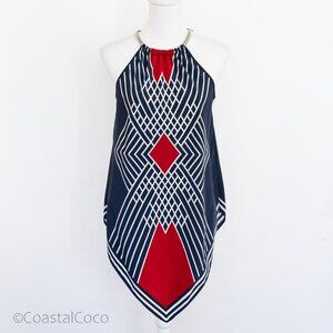 Alfani Halter Tunic Top M Petite Long Coastal Resort Festival Summer Holiday
